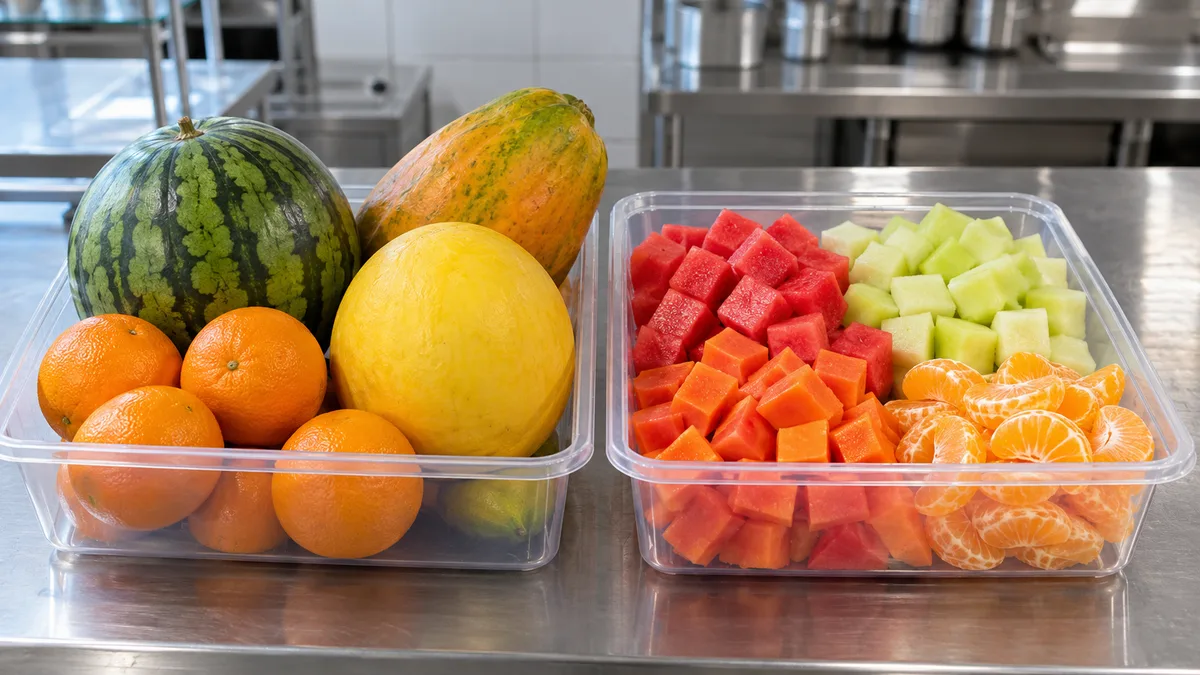 Perbandingan buah utuh dan buah potong untuk paket makan