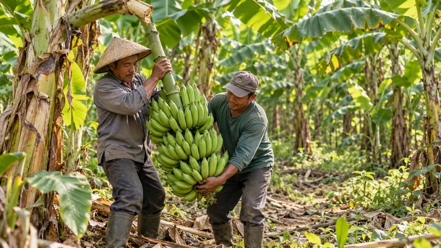 Ilustrasi petani memanen Pisang Ambon