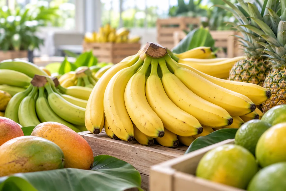 Aneka buah segar termasuk pisang